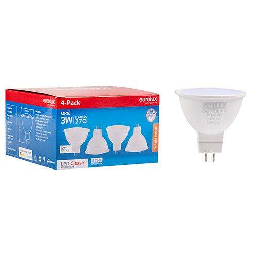 Mr16 Classic Frosted Lens 3w Led Gu5.3 3000 K 4 Pack N