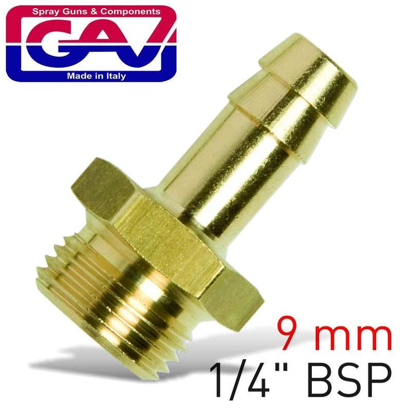 Brass Hose Tail 1/4 M X 9 Mm
