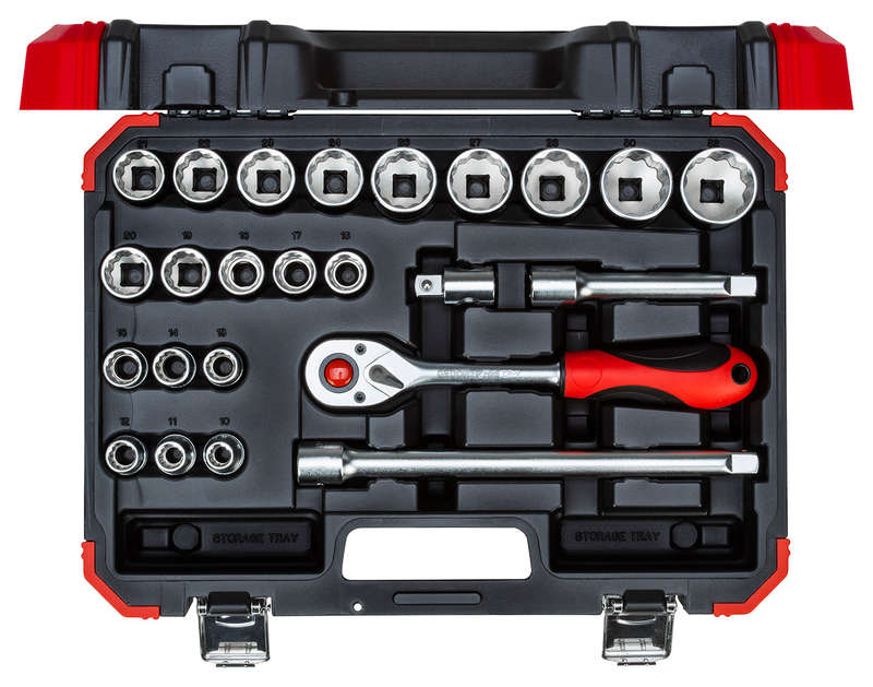 Socket Ged Red Set 1/2``10 32 Mm+Bits24 Pce