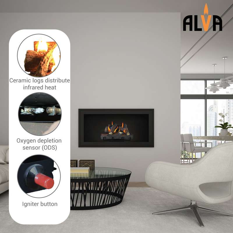 Log Fireplace Gas Heater 670mm Wide