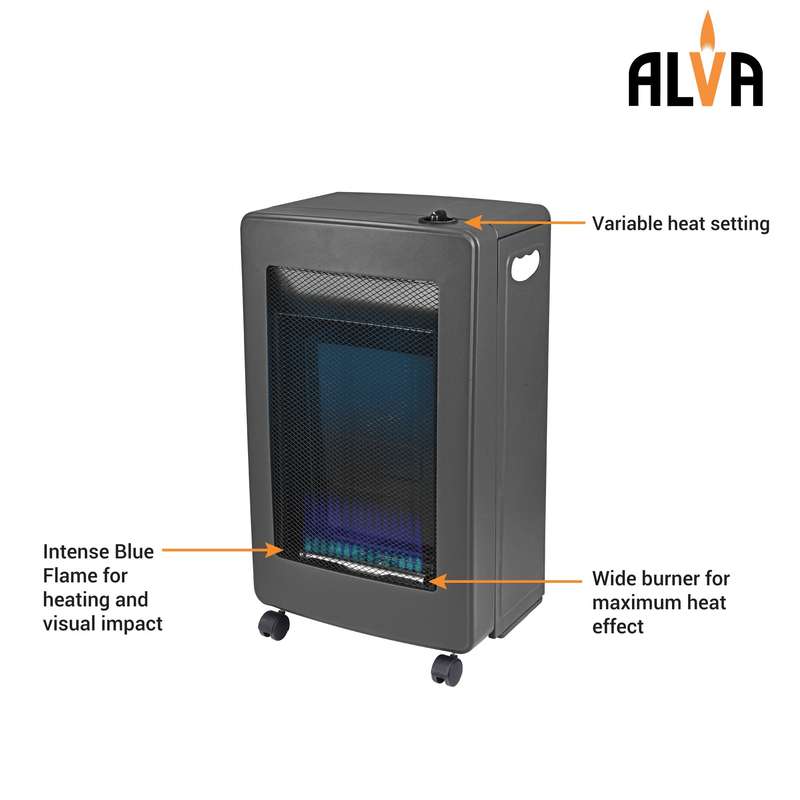 Blue Flame Convection Roll About Gas Heater Black