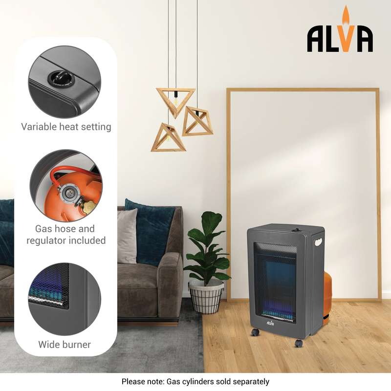 Blue Flame Convection Roll About Gas Heater Black