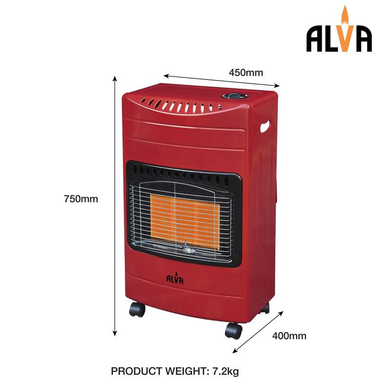Alva 3-Panel Luxurious Infrared Radiant Indoor Gas Heater - Red