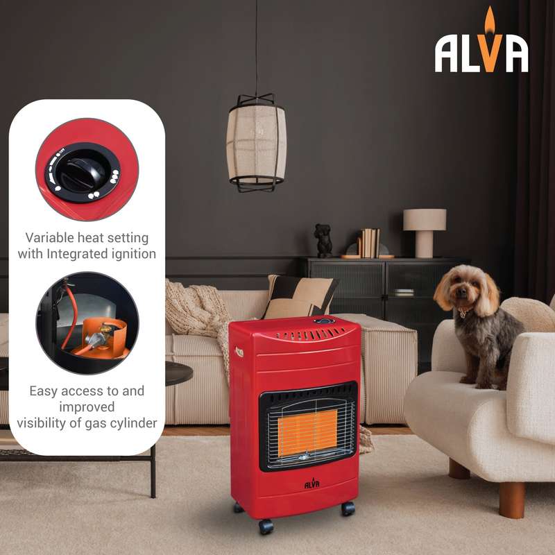 Alva 3-Panel Luxurious Infrared Radiant Indoor Gas Heater - Red
