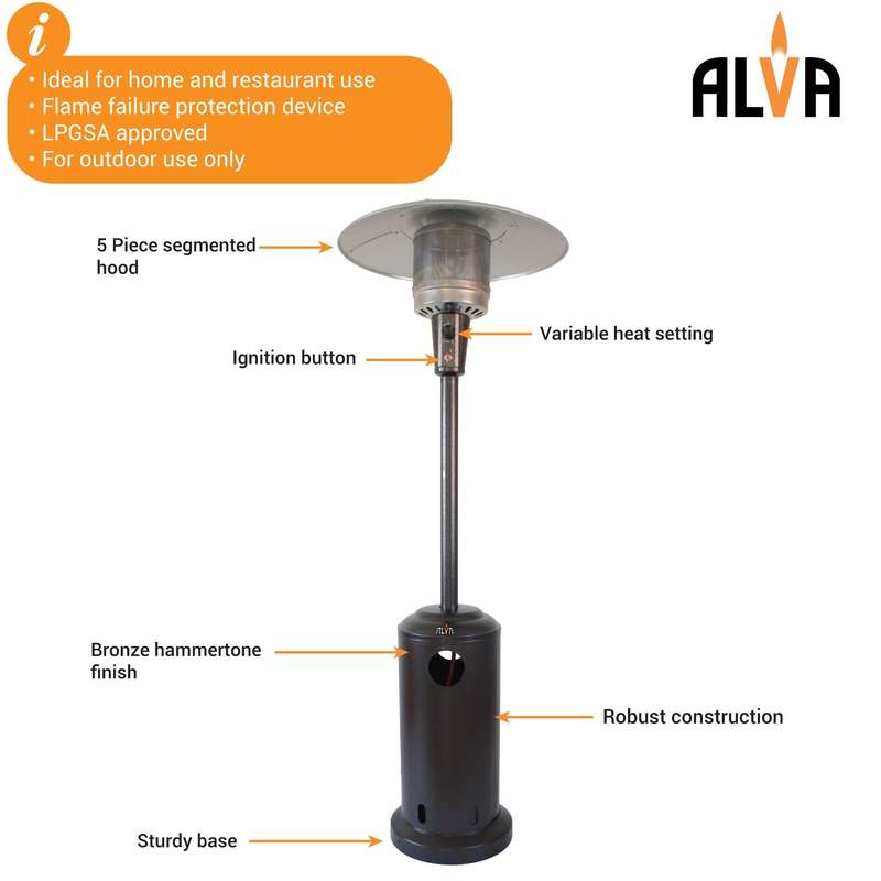 Gas Patio Heater Bronze Hammertone Cabinet
