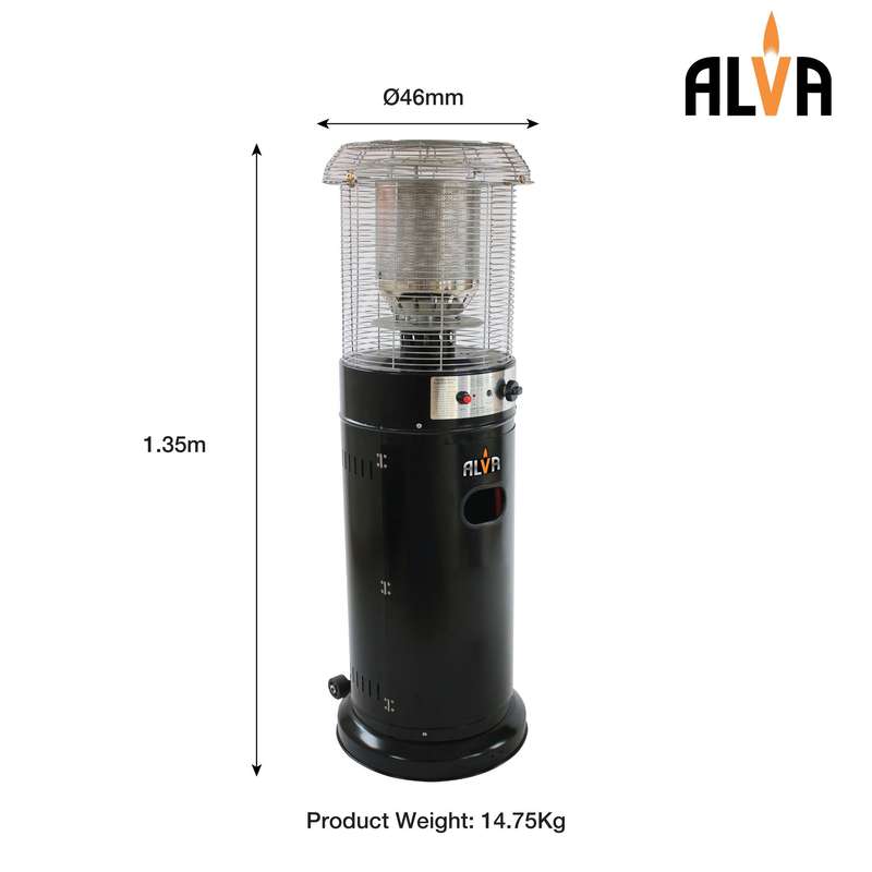 Short Stand Gas Patio Heater 1.35m Black