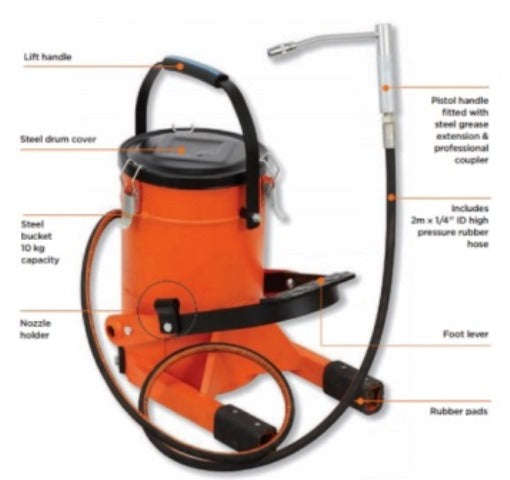 Groz Grease Pump Foot W/10 Kg Bkt Fop10 A