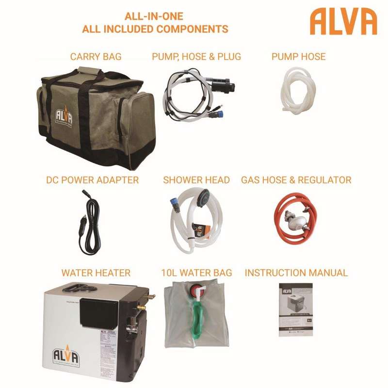 Alva Mini Portable Gas Water Heater (Camping, 4X4Ing, Fishing)