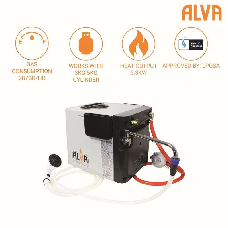 Alva Mini Portable Gas Water Heater (Camping, 4X4Ing, Fishing)
