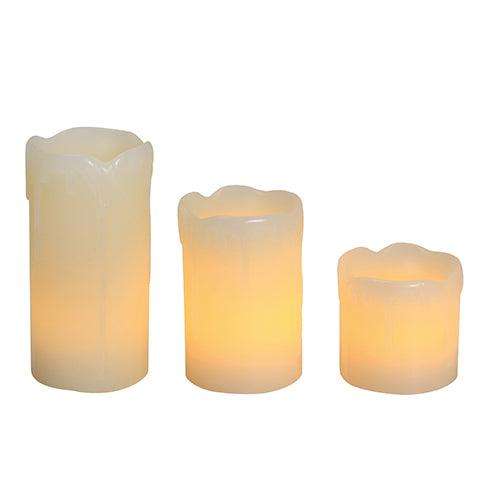 Led Flameless Candle Set Dripping 3 Pc