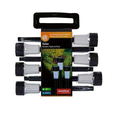 Solar Garden Spike Plastic Black 6 Pc