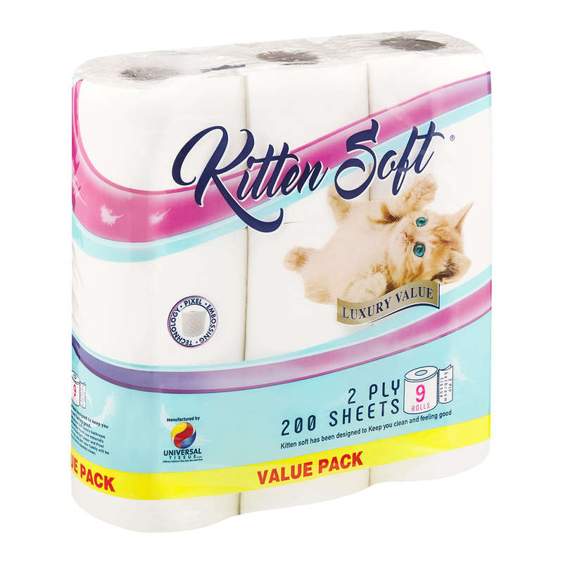 Kitten Soft Toilet Paper 2 Ply Virgin 200 S 9 Pack