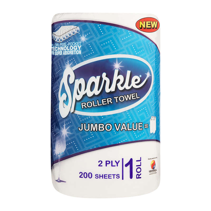 Sparkle Paper Roller Towel 2 Ply Virgin 200 Sheet