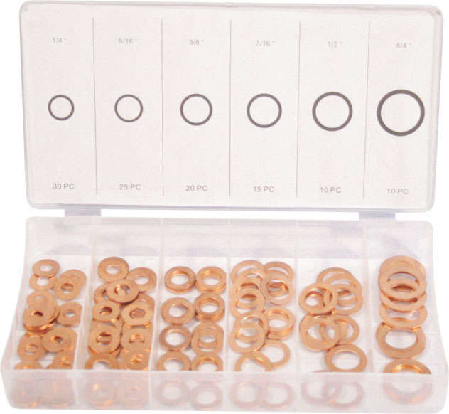 Assorted Mts Washers Flat Copper 110 Pc