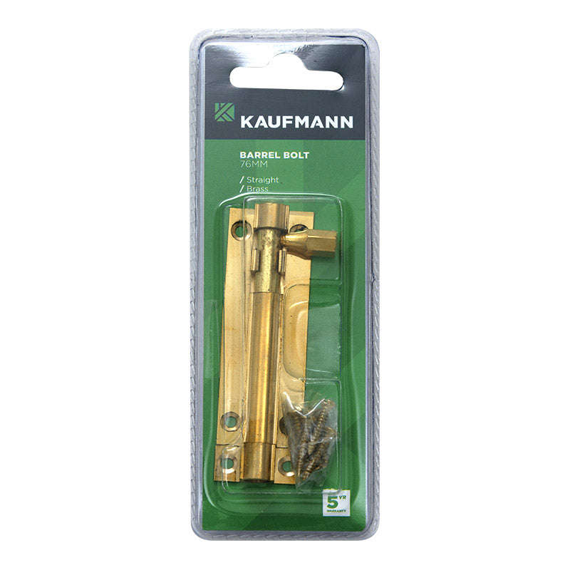 Kaufmann Barrel Bolt 76 Mm Solid Brass Straight