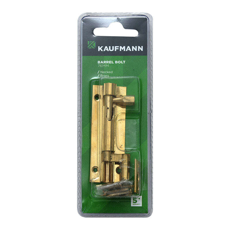 Kaufmann Barrel Bolt 76 Mm Solid Brass Necked