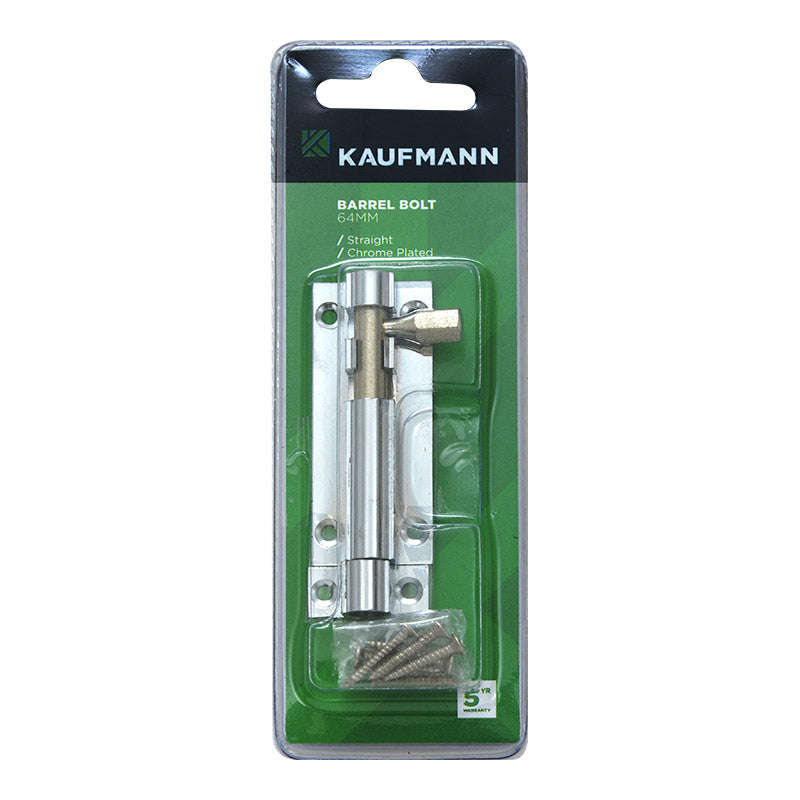 Kaufmann Barrel Bolt 64 Mm Chr Plated Straight