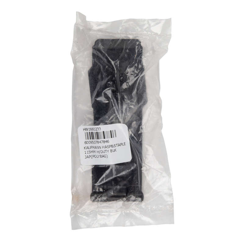 Kaufmann Hasp & Staple 115 Mm H/Duty Blk Jap(bulk)