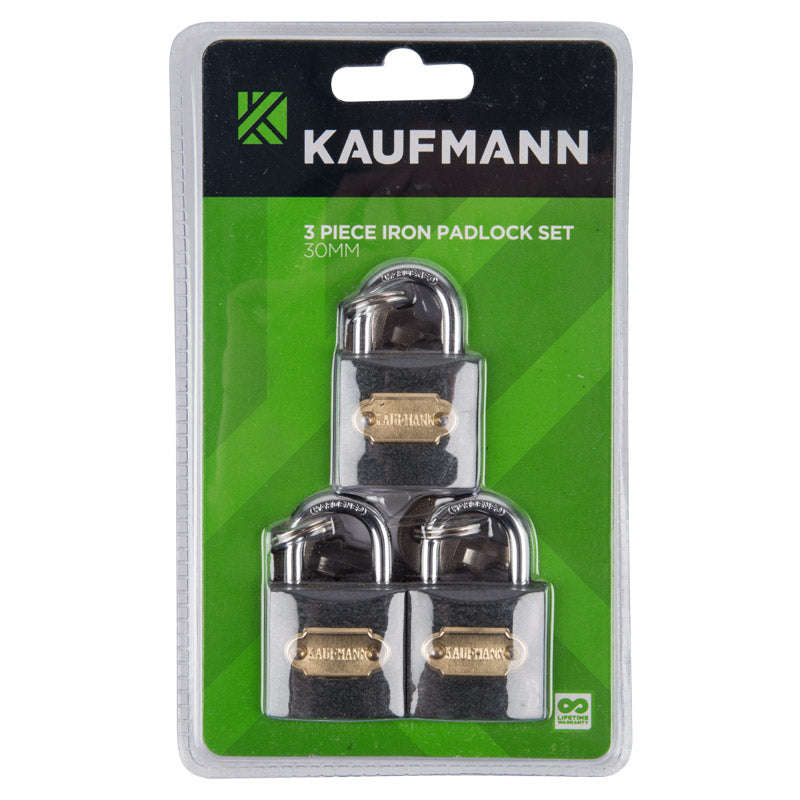 Kaufmann Steel Lock Set 3 Pc 30 Mm