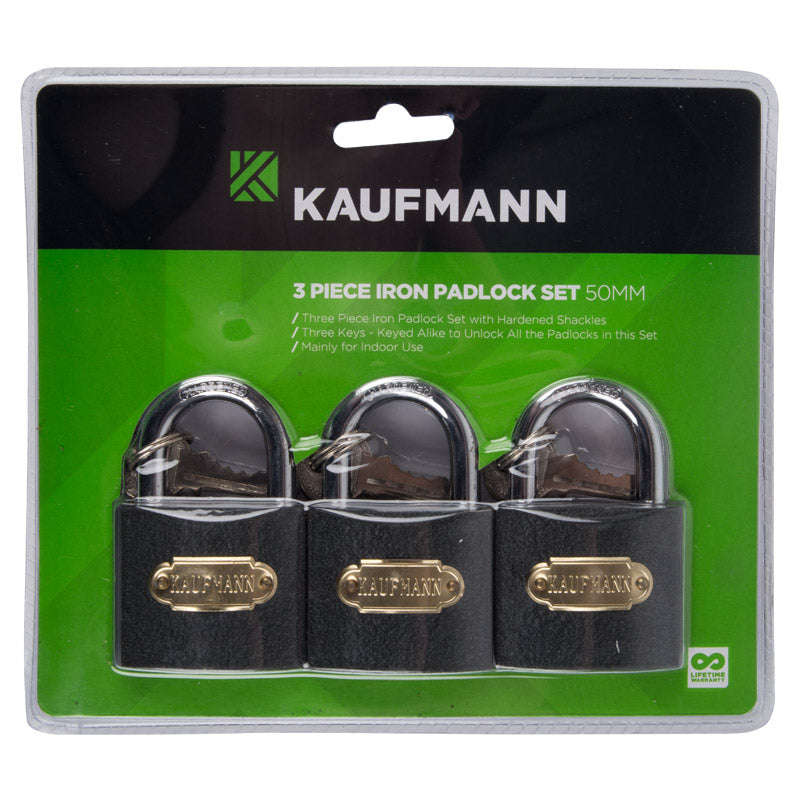 Kaufmann Steel Lock Set 3 Pc 50 Mm