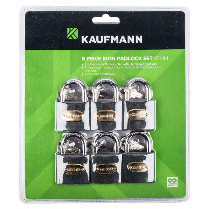 Kaufmann Steel Lock Set 6 Pc 40 Mm