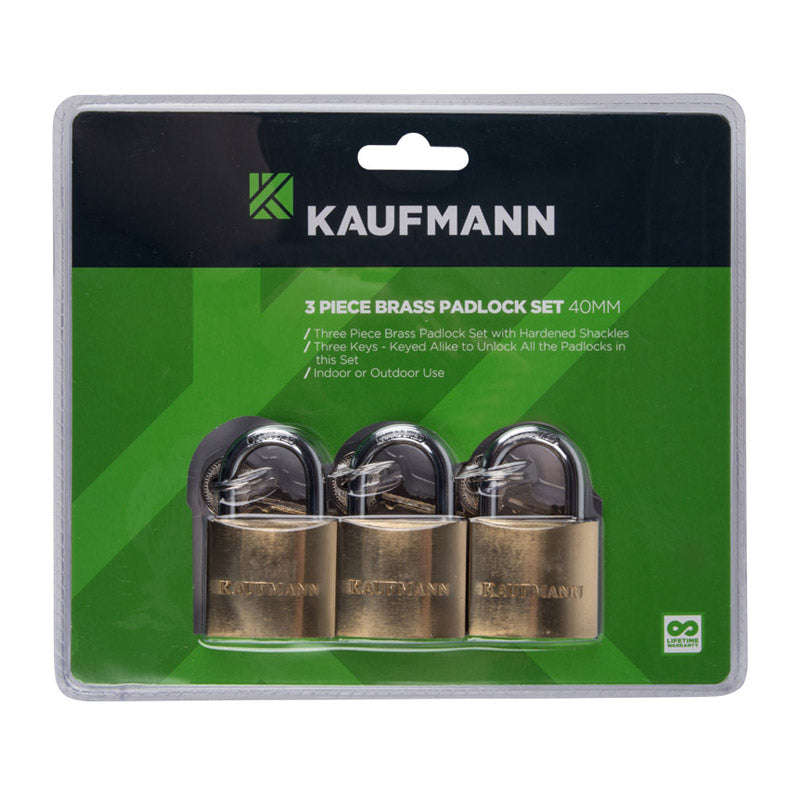 Kaufmann Brass Lock Set 3 Pc 30 Mm