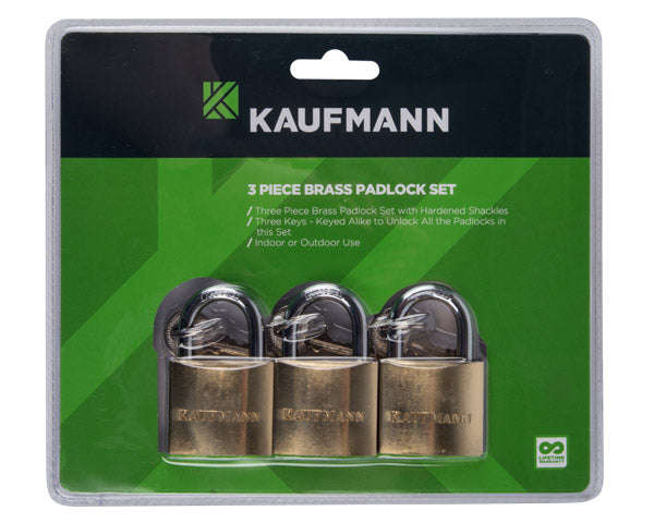 Kaufmann Brass Lock Set 3 Pc 50 Mm