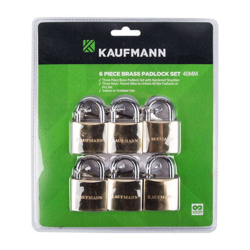 Kaufmann Brass Lock Set 6 Pc 30 Mm