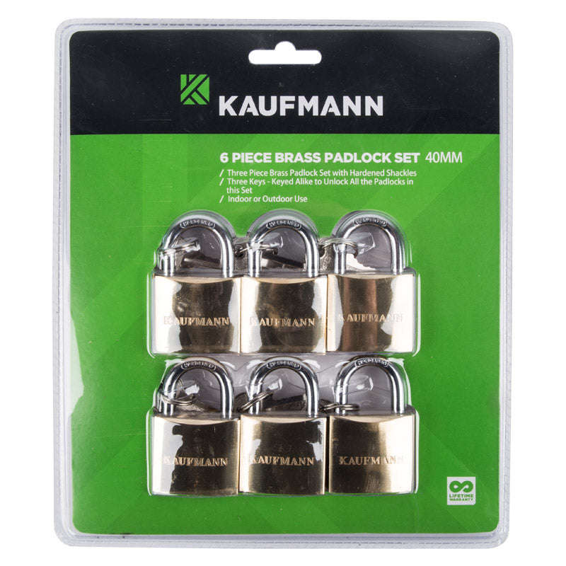 Kaufmann Brass Lock Set 6 Pc 40 Mm