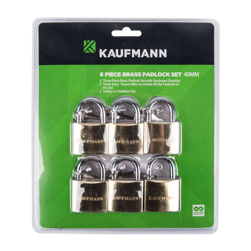 Kaufmann Brass Lock Set 6 Pc 50 Mm