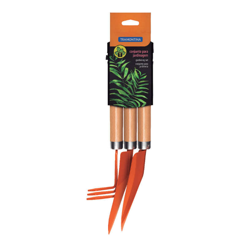 Tramontina Orange 3 Piece Garden Tool Set W/Trowel