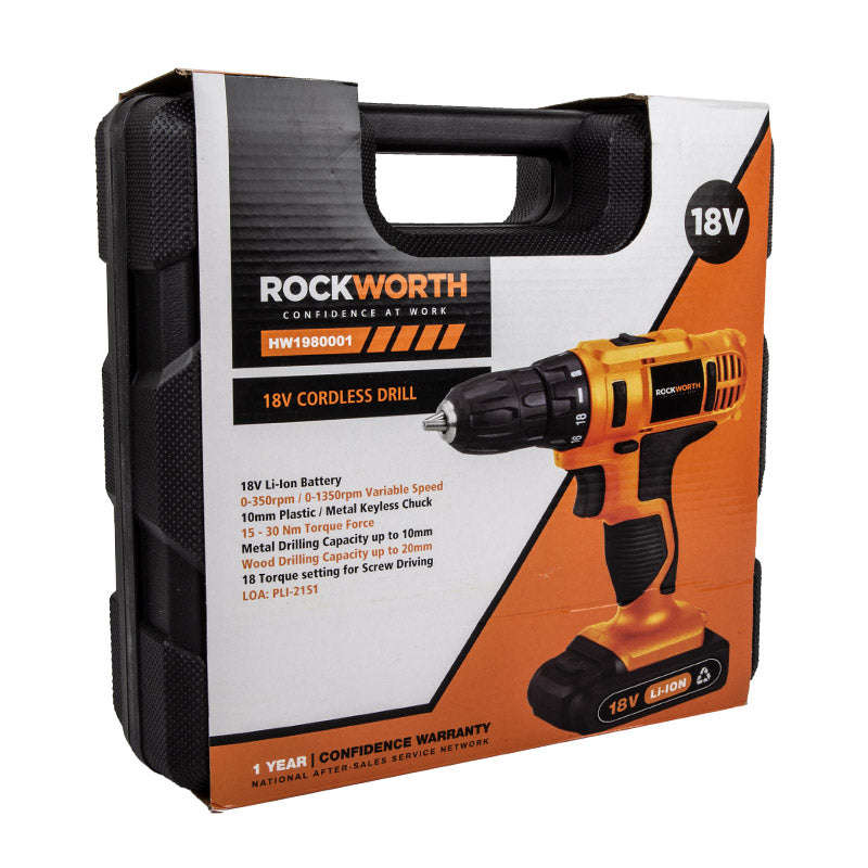 Rockworth 18 V Cordless Drill / Driver Set 2.0 Ah