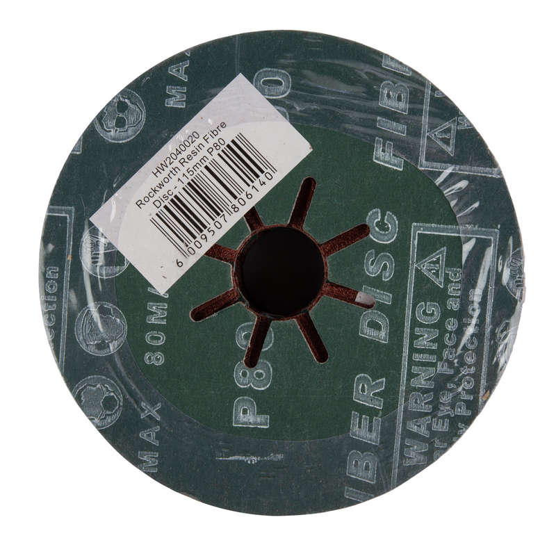 Rockworth Resin Fibre Disc 115 Mm P80 (25 Pack)