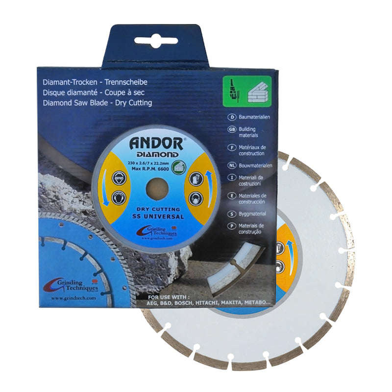 Andor Diamond Disc Segmented Ss 230 X2.6/7 Mm