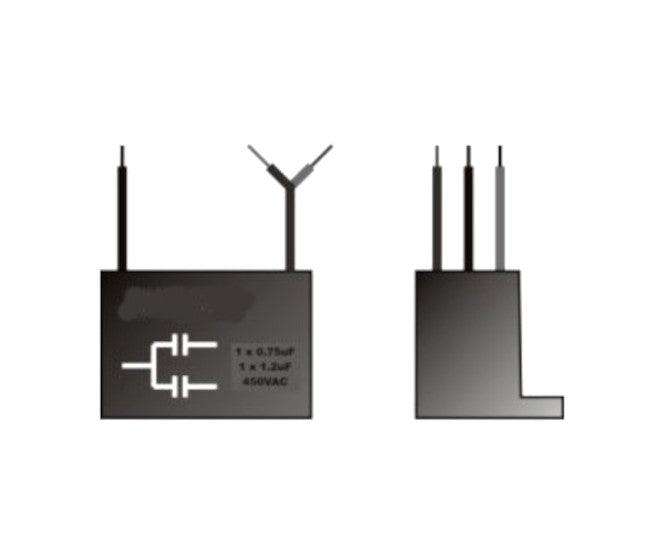 Ceiling Fan Capacitor 0.15u F + 1.2u F 500 Vac W/Leads Mac0.15 Mf+1.2 Mf450 Vk