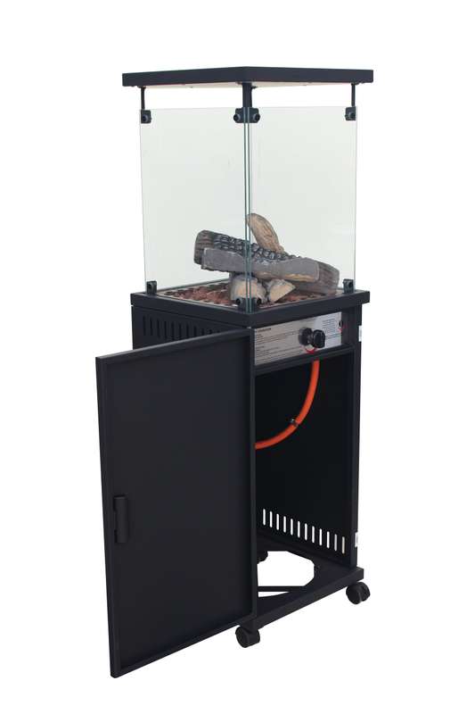 Short Stand Gas Patio Heater Ceramic Log Style
