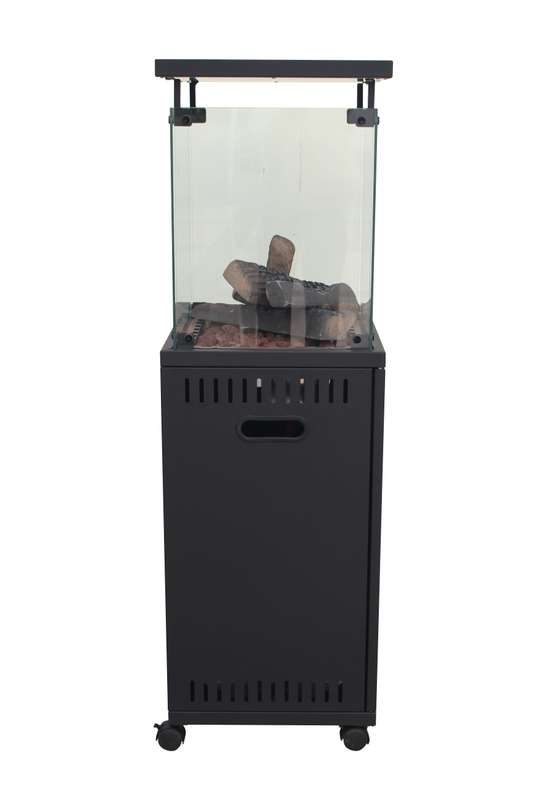 Short Stand Gas Patio Heater Ceramic Log Style