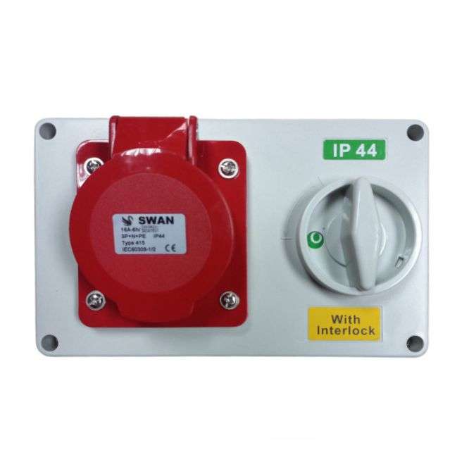 Enclosed And Switched Socket Interlocked 16 A 3 P E 380 V Ip44 Ips Ce 1414
