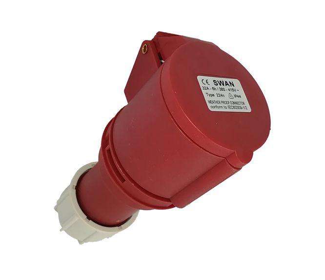 Industrial Plug Connector 32 A 3 P E 380 V Ip44 Ips Ce 224 N