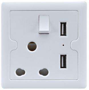 Single Wall Socket 86x86 With 2 X Usb Jz Za 003