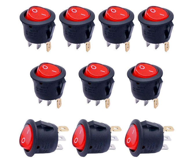 Round Rocker Switch Spst 3 P Illuminated Red 100/Bag Kcd1 5 101 N Rd