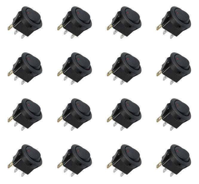 Round Rocker Switch Spst W/Led Red 100/Pcs Kcd1 8 101 Ne