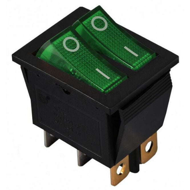 Rocker Switch Dpst On Off Illum Gr 16 A 250 V Kcd2 2101 N Green