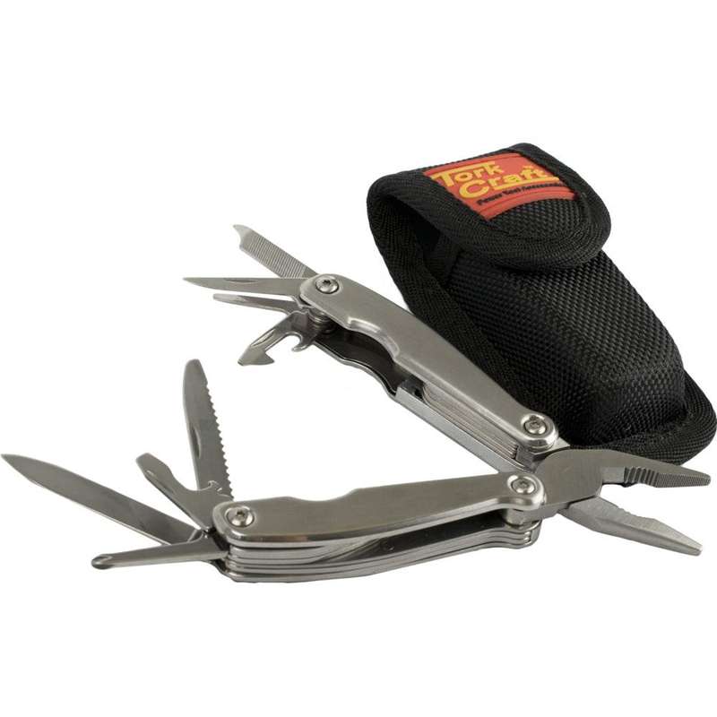 Multitool Silver Mini With Led Light With Nylon Pouch In Blister
