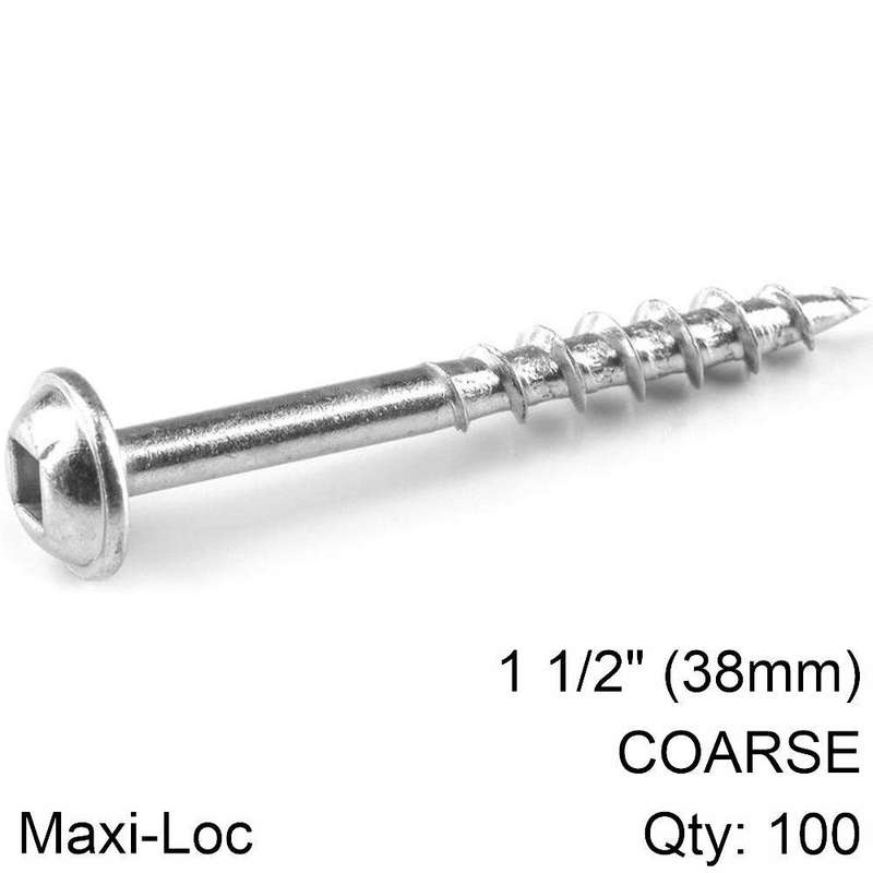 Kreg Zinc Pocket Hole Screws 38 Mm 1.50' #8 Coarse Thread Mx Loc 100 Ct