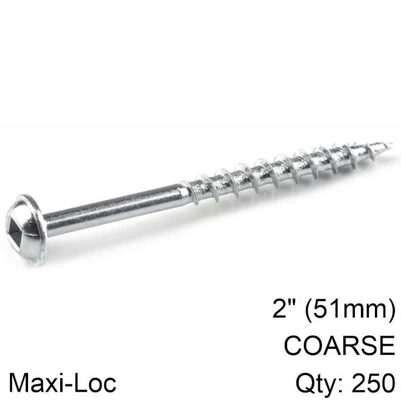 Kreg Zinc Pocket Hole Screws 51 Mm 2.00' #8 Coarse Thread Mx Loc 250 Ct