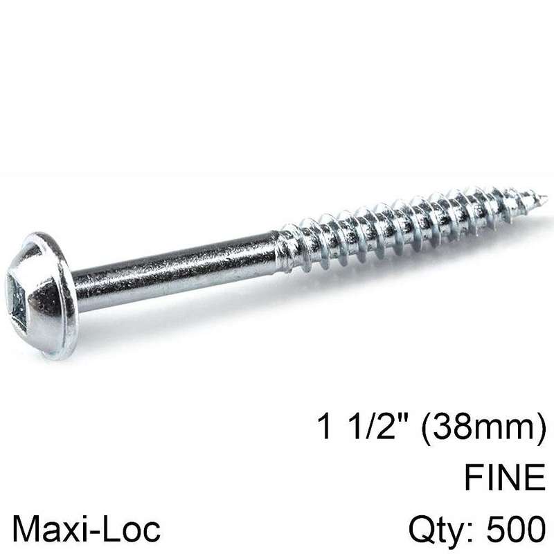 Kreg Zinc Pocket Hole Screws 38 Mm 1.50' #7 Fine Thread Mx Loc 500 Ct