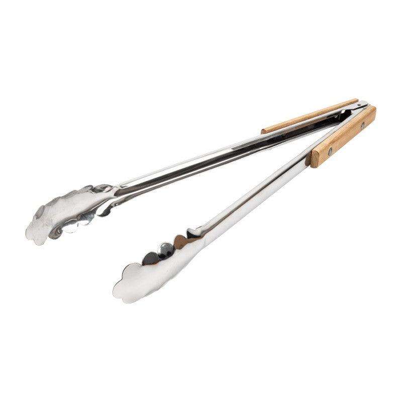 Braai Tongs Stainless Steel 40cm with Wooden Handle