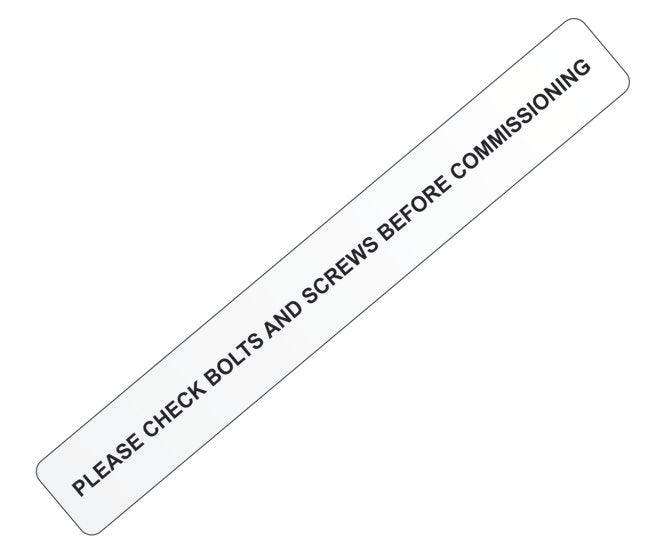 Label "Check Bolt And Screws 156 X 20 Mm Lbl Chk Bolt 1
