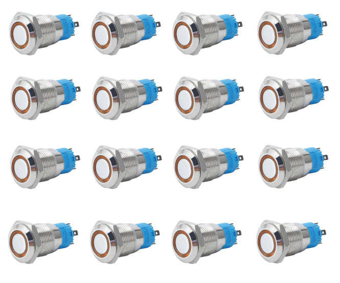 Push Button Switch 1x No/Nc Spdt 5 A 12 V M19 D=22 Amber 40/Box Las3 19 F W11 Em Amber